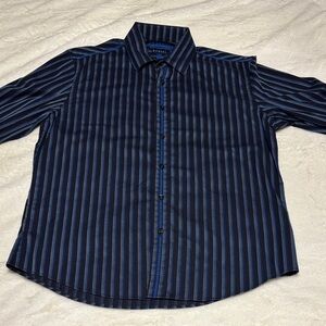 Men's Striped Button-Down Shirt in Blue and Black by Zagiri
